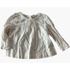 4/$20 Baby GAP Off White Pintuck Shirred Neckline Top Baby Girls Size 18-24 mont
